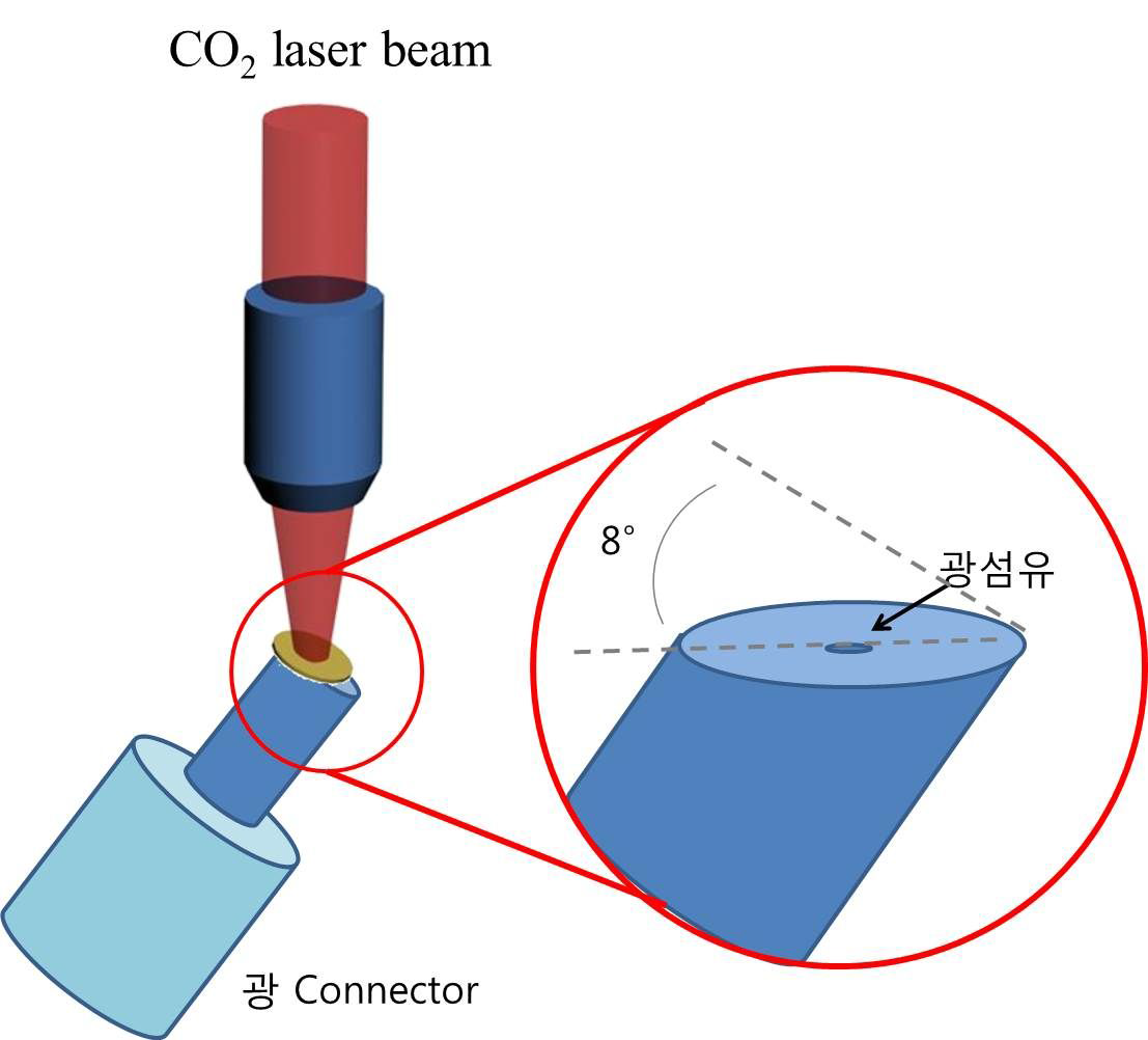 광섬유 8도 연마 모식도