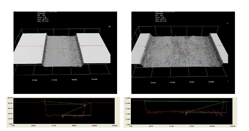 Silica 표면 채널 제작 sample confocal 측정 이미지