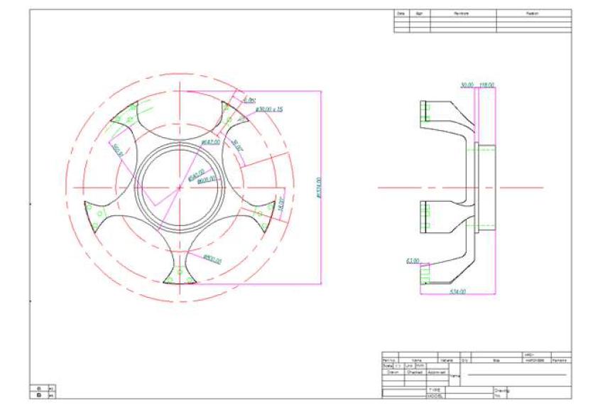 수정된 Gearbox Carrier 상단 도면