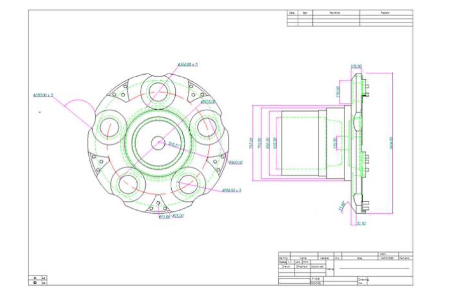 수정된 Gearbox Carrier 하단 도면