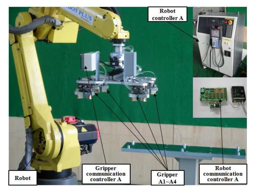 복합 그리퍼용 그리퍼 무선통신 제어장치의 로봇 설치 모습