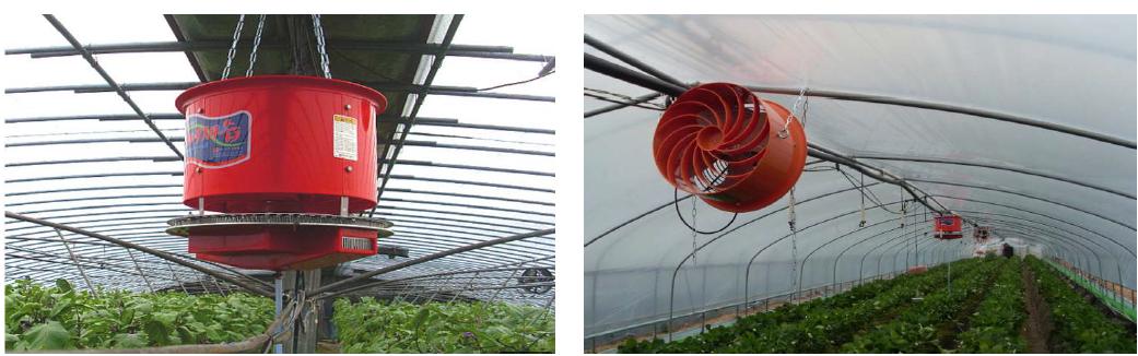 딸기 농장에 사용 되는 공기 순환 제습기