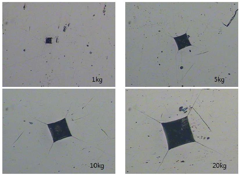 비커스 경도 측정 사진