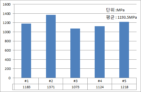 중국산(SI) 200ton의 압력을 가하여 성형 후 소결한 세라믹 소결체의 꺾임강도.