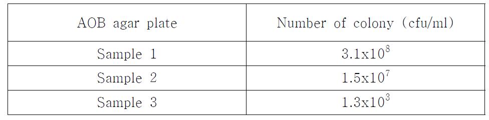 Number of AOB colony on agar plate