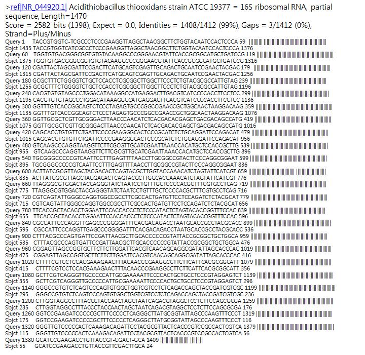 Identity of Isolate SOB5VT1 by 16S rRNA analysis.