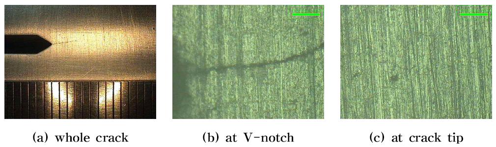 Picture of crack on CT specimen