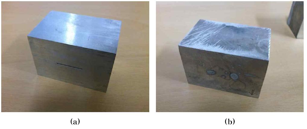 The brazing specimen (a) raw and (b) after brazing