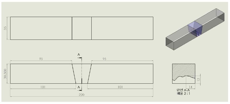 Crack position and depth on dissimilar metal weld specimen