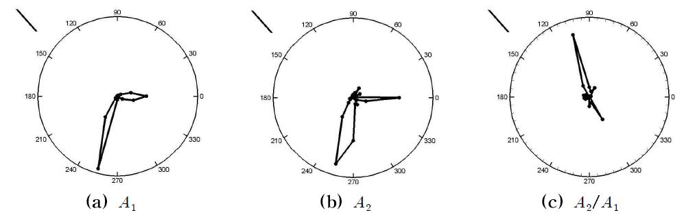 The results at the crack angle 45°