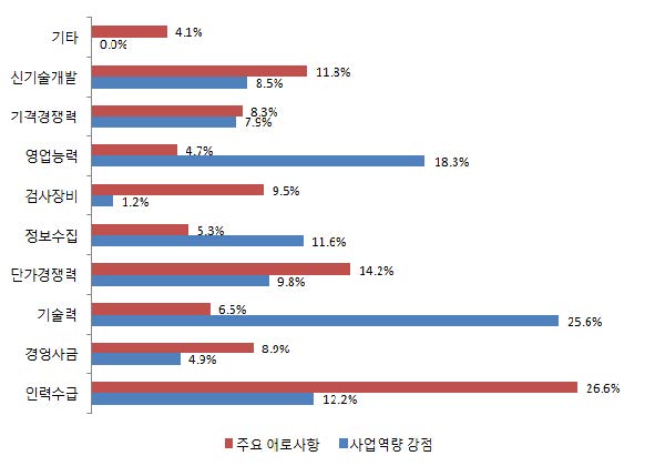 사업역량 강점 및 주요 애로사항