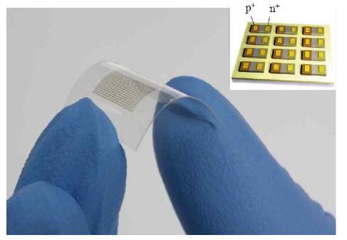 유연한 폴리에스테르(PET) 기판으로 전사된 p+-i-n+ 접합 광 다이오드