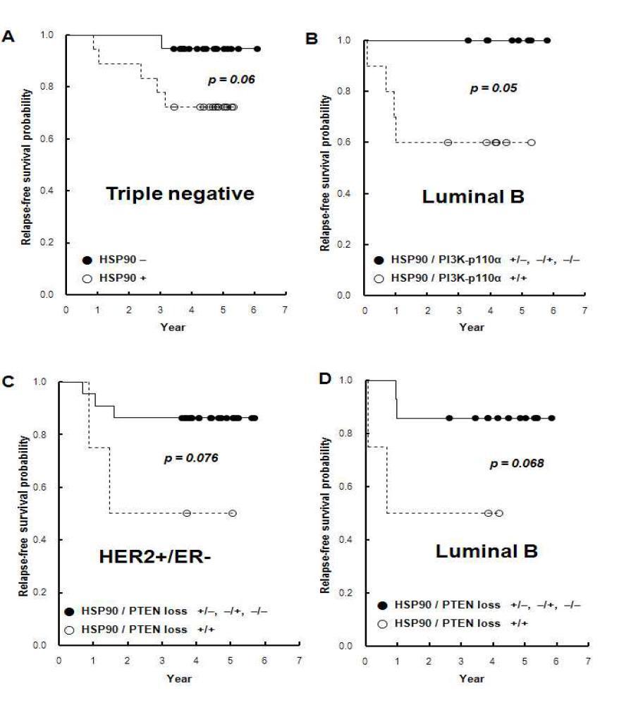 Intrinsic subtype에 따른 분류에서도 marginal prognostic significance를 보임