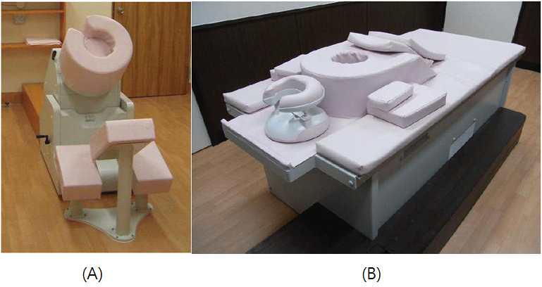 (A) 교토대학병원에 설치된 C-type PEM 시작품 (B) full-ring PET 시작품