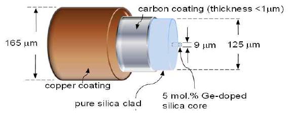 구리/탄소(Cu/C)코팅광섬유의 구조