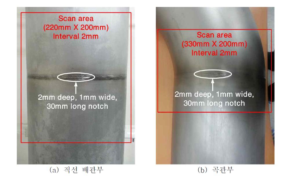 용접부 균열 진단 위치 및 레이저 스캔 영역