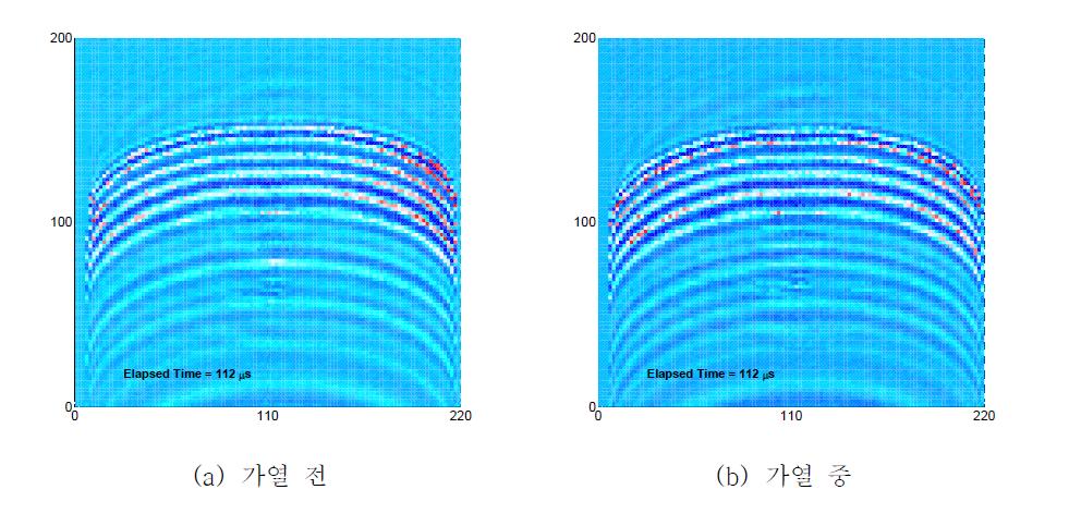 필터링 전 초음파 전파 영상 (영상획득 시간 112s)
