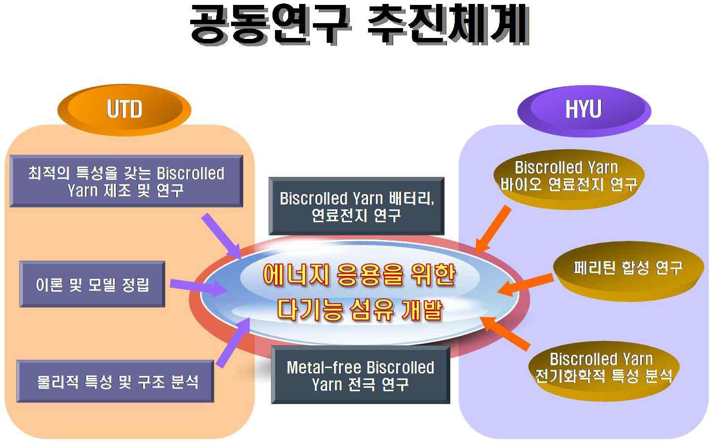 그림 1. 본 연구기관(HYU)과 상대국 연구기관(UTD)의 공동연구 추진체계.