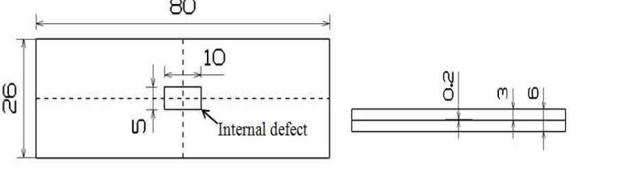 Shape of internal defect on CFRP (unit : mm)