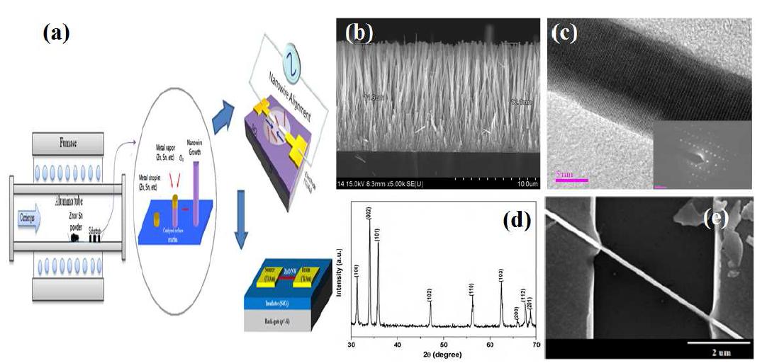 Bottom- up 방식의 고품위 산화물 반도체 나노선 및 소자 제작 결과