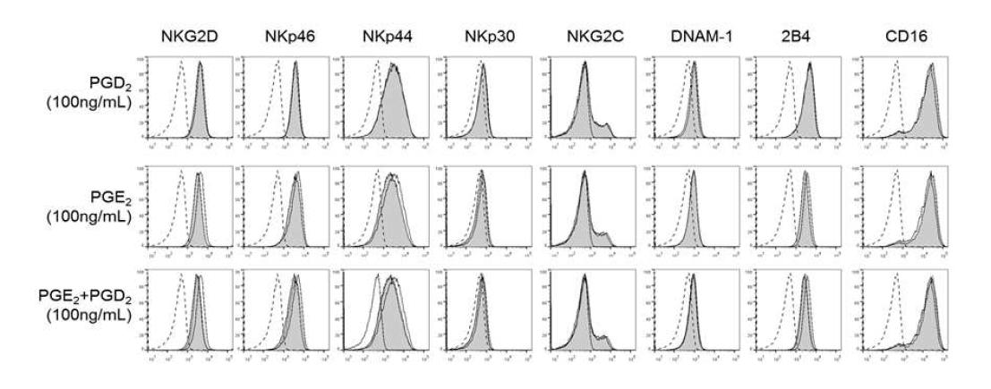 Prostaglandin을 처리하여 정상인의 NK세포에서 receptor의 발현 pattern 분석