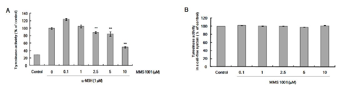 MMS 1001에 의한 tyrosinase의 활성의 저해