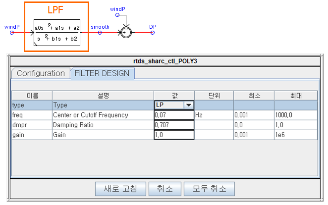 Low pass filter 설정