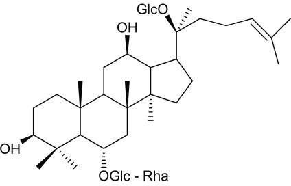 Chemical struture of ginsenoside Re.