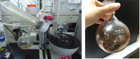 Rotary vacuum evaporator for concentrating of ginseng berry extract. Vacuum was applied with about 600 mmHg.