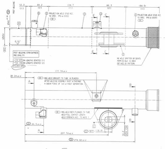 2D drawing of rack tube