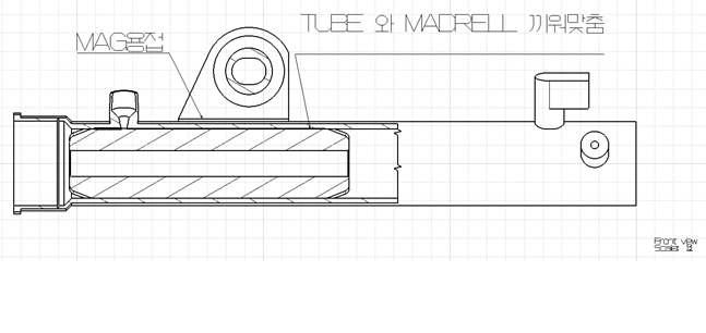 2D drawing of tube and mandrel shrink fit