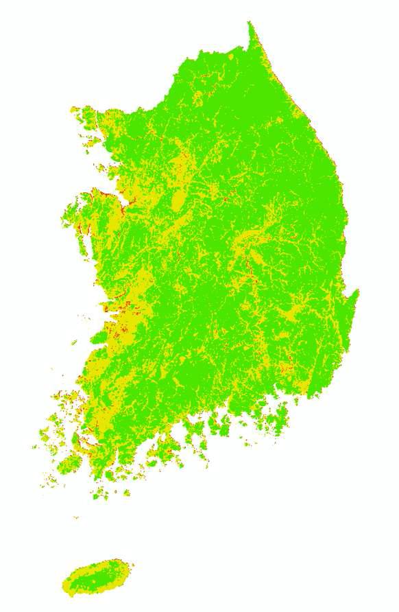 북동(NE) 풍상측에 대한 풍속고도분포계수 산출 및 지도 표출