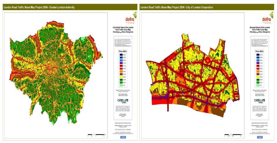 GLA 및 런던의 주 ․ 야간 도로교통 소음지도