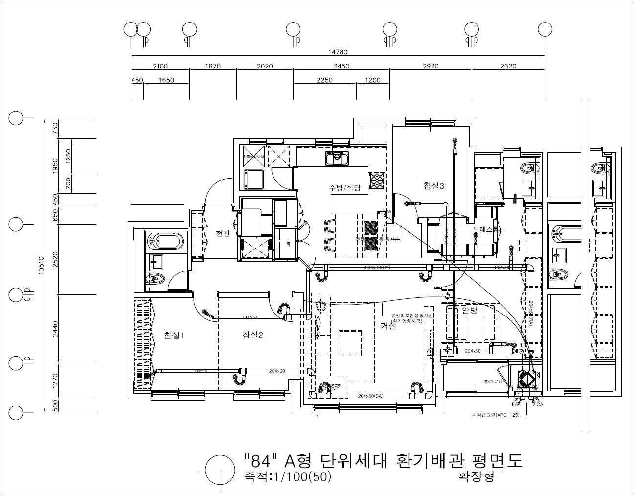 음향시뮬레이션 대상 공동주택 평면도