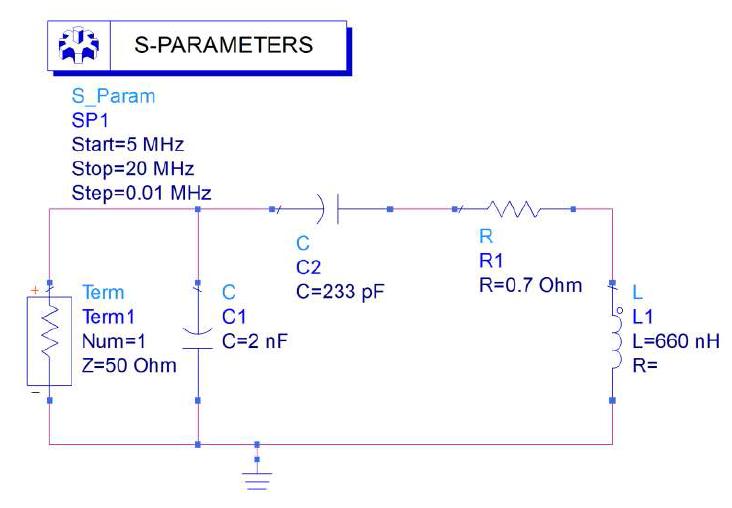 임피던스 정합단의 ADS 시뮬레이션 모델