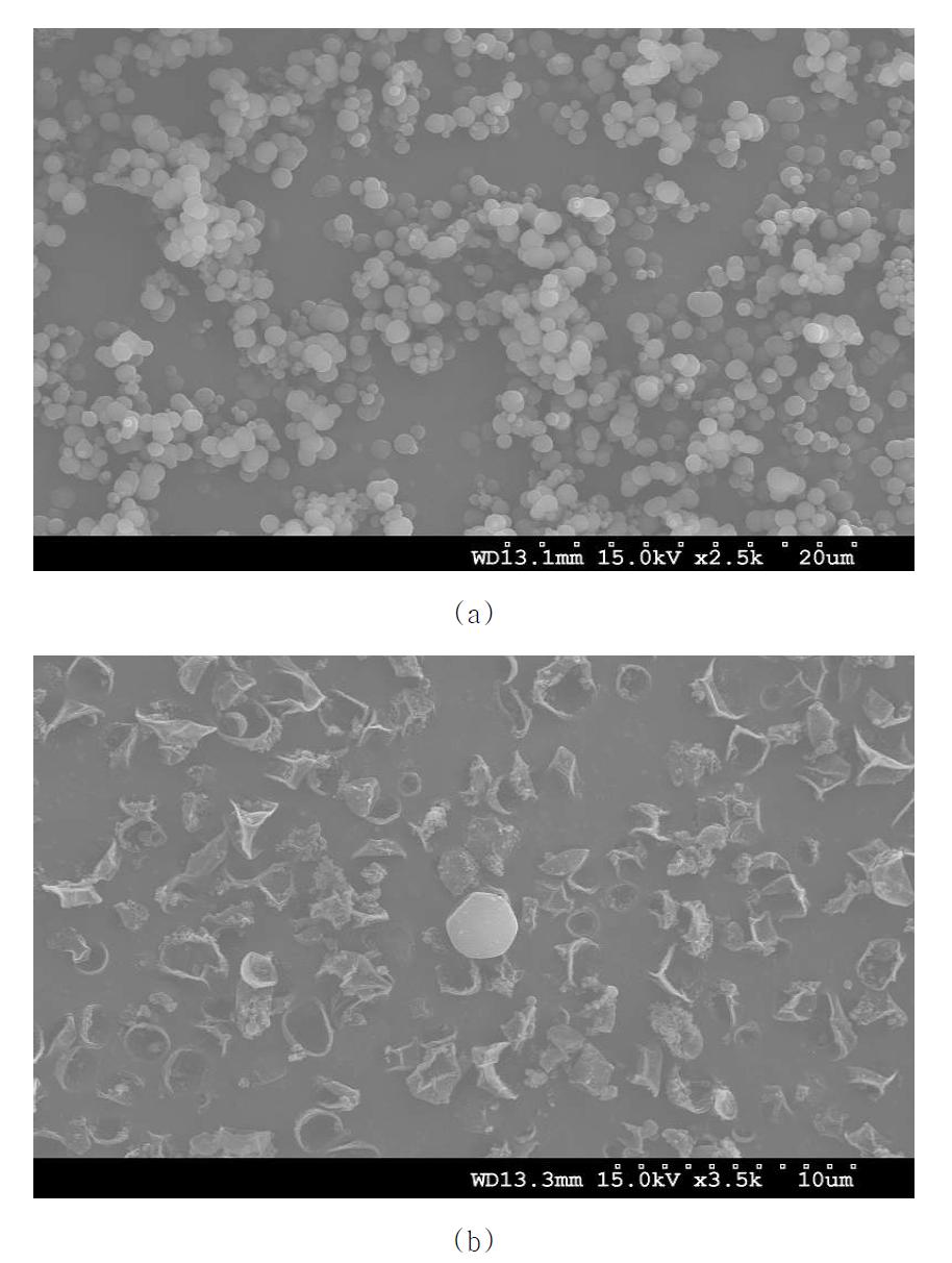 시판 마이크로캡슐의 SEM 사진.