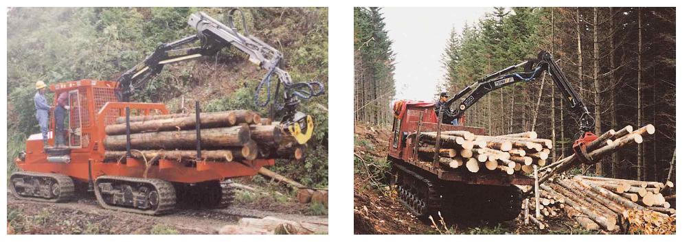 다양한 궤도식 산림작업차(좌: 일본제 RMF-CB)