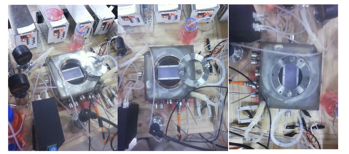 Pictures of a 3D perfusion flow culture system developed at the BIOTRON Inc.