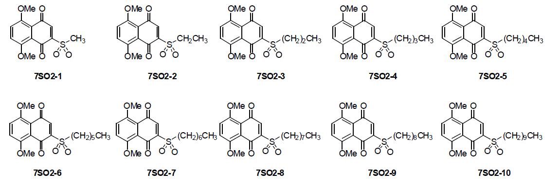 신규 설포닐 나프토퀴논류의 화합물의 구조식