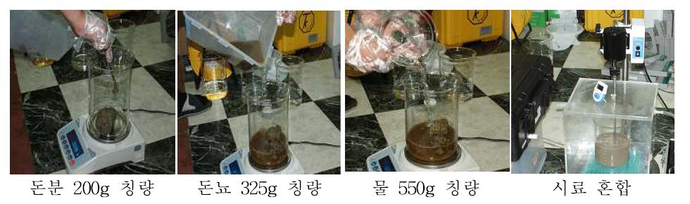 부숙가스 분석을 위한 돈분뇨 시료 전처리 과정.