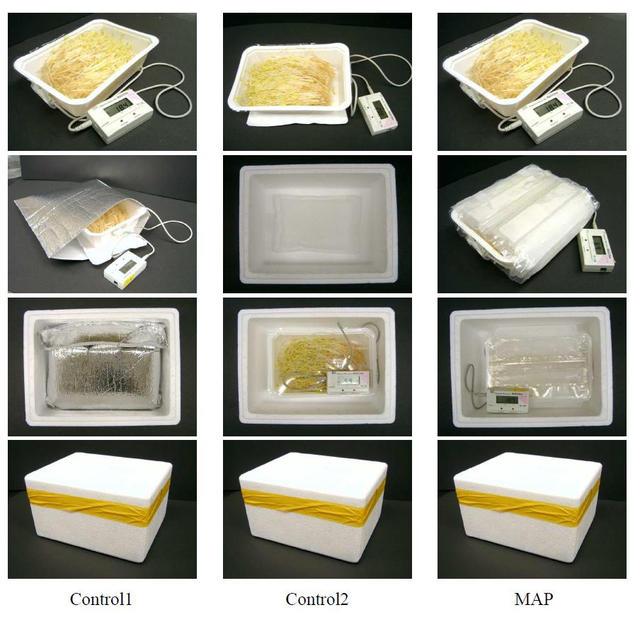 Packing flowchart of buckwheat sprout treated with various MA packaging conditions and refrigerants