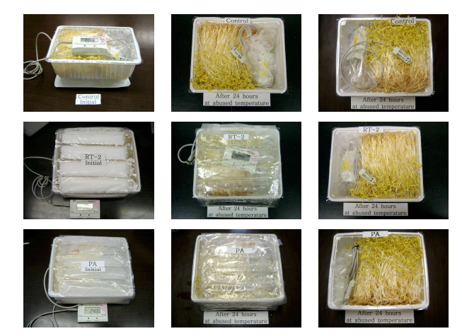 Appearance of buckwheat sprout packaging treated with various refrigerants in EPS boxes after 24 h storage at simulated temperatures