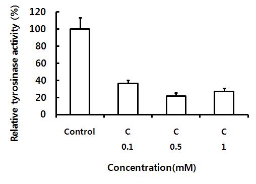 p-Coumaric acid (Hydroxycinnamic acid)에 따른 B15F10 cell의 tyrosinase activity 측정