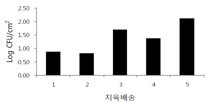 지육수송에 따른 적재고 내부의 미생물수 변화