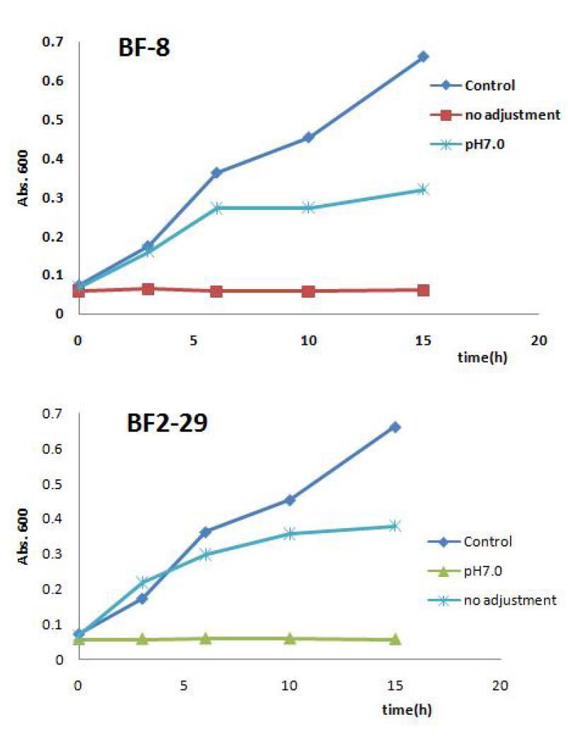 Growth inhibition of C. sakazakii by supernatant of Bifidobacterium spp.