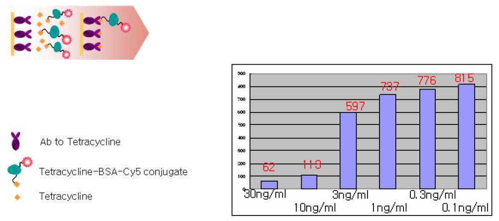 TC 농도에 따른 항체 결합반응 그래프.