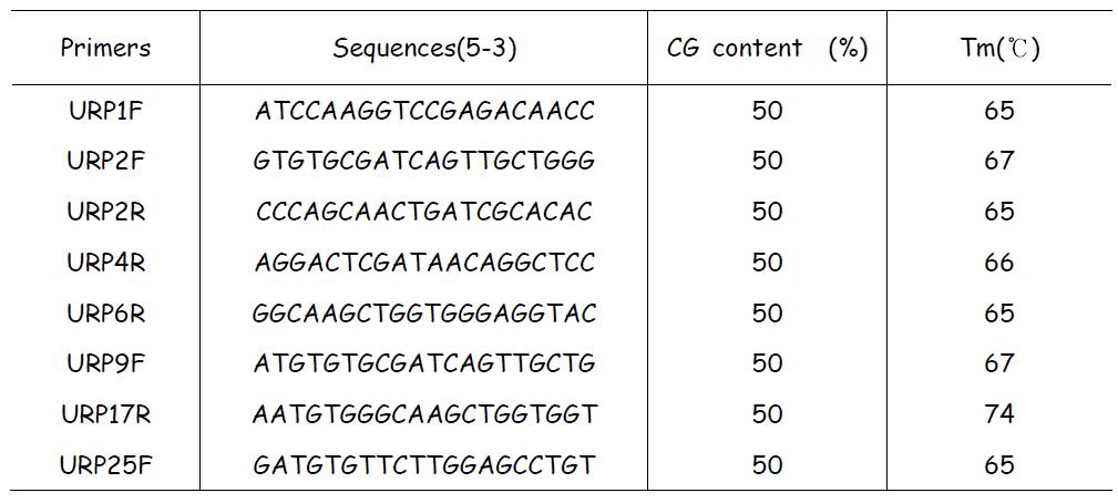 Characteristics of URP primer in this study