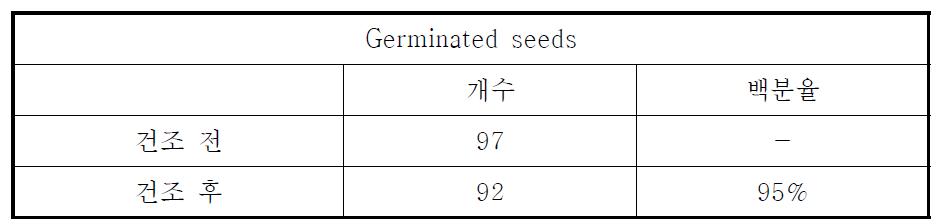 건조 후 발아율의 변화