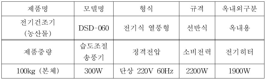 건조기 사양