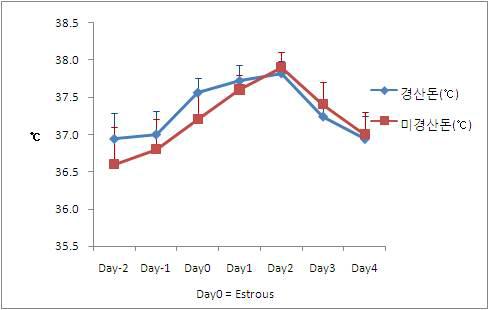 발정기 중 모돈의 질 내 온도 변화